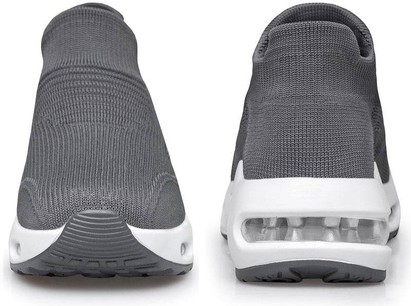 DOUSSPRT Walking Shoes for Women Slip on Sock Sneakers Lady Girls Nurse Mesh Air Cushion Platform Loafers Fashion Casual Grey US Size 9 9.5 - Image 2
